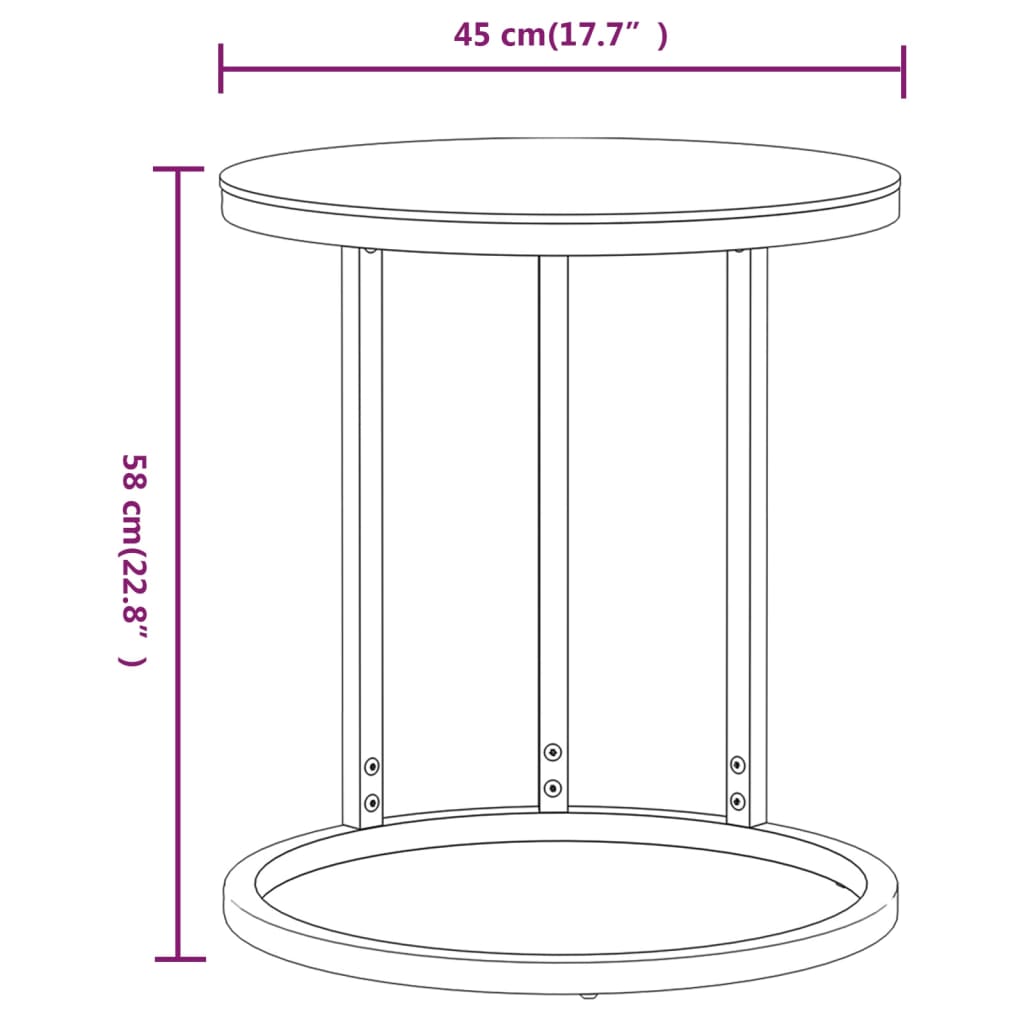 arany-fekete edzett üveg kisasztal 45 cm