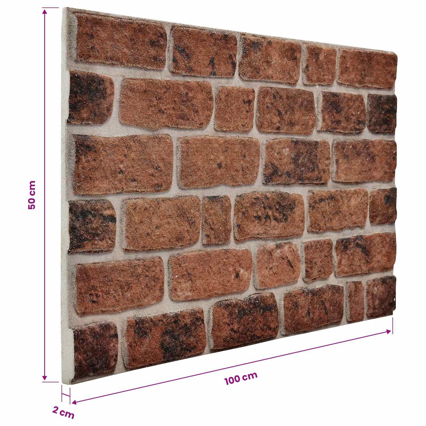 Fali panelek 10 pcs Barna Tégla 100 x 50 cm EPS Hab