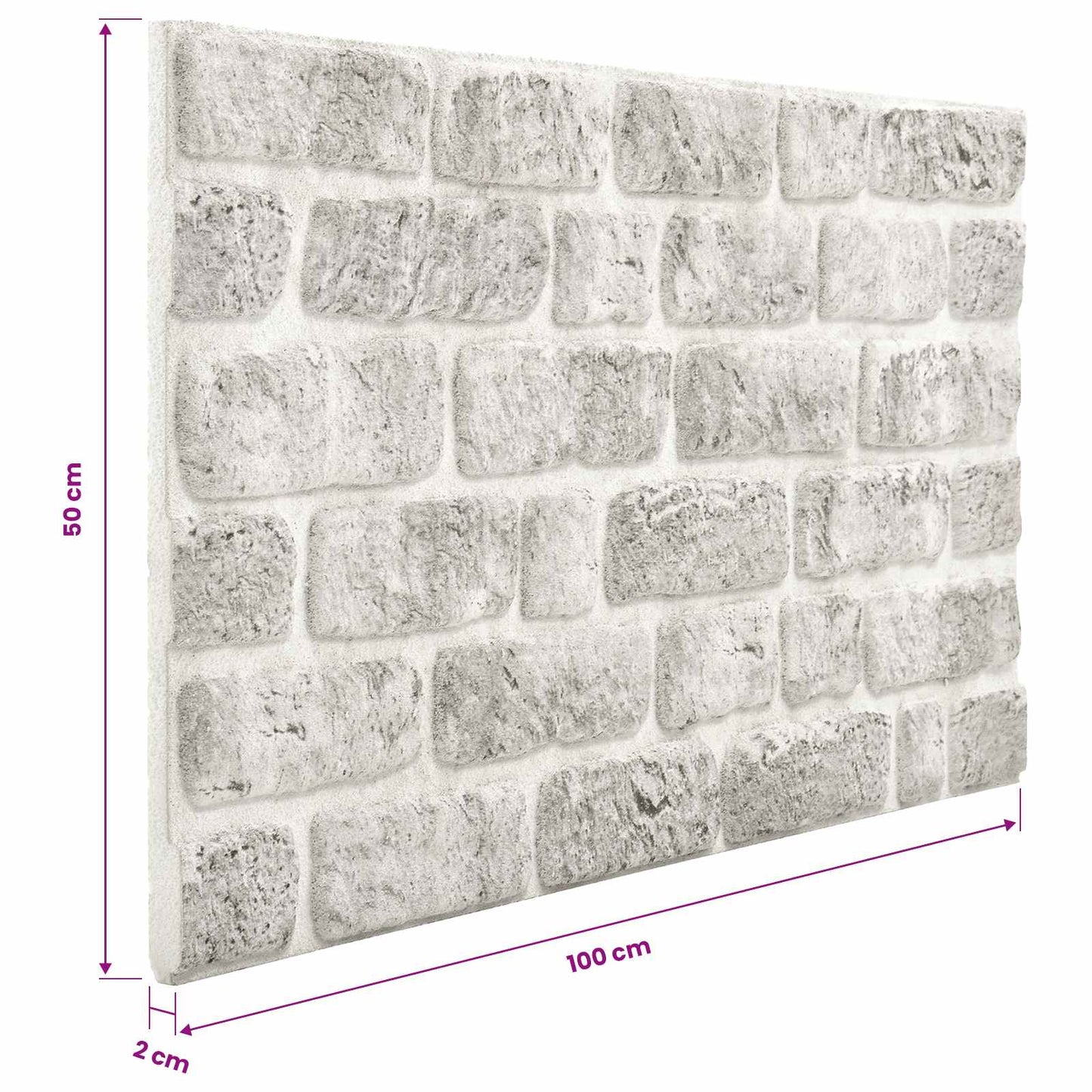 Fali panelek 10 pcs Világosszürke 100 x 50 cm EPS Hab