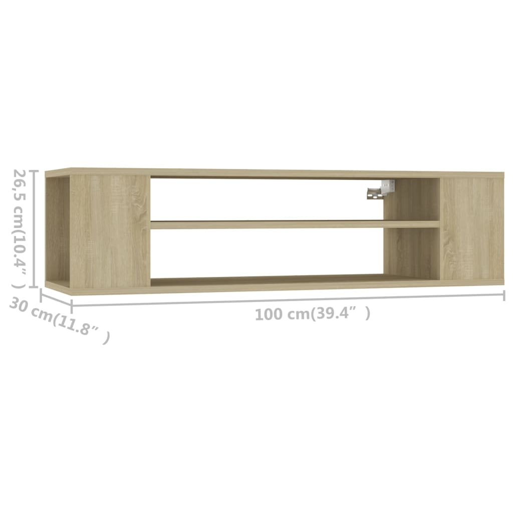 sonoma tölgy színű szerelt fa függő TV-szekrény 100x30x26,5 cm