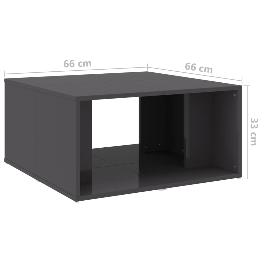 4 db magasfényű szürke szerelt fa dohányzóasztal 33x33x33 cm