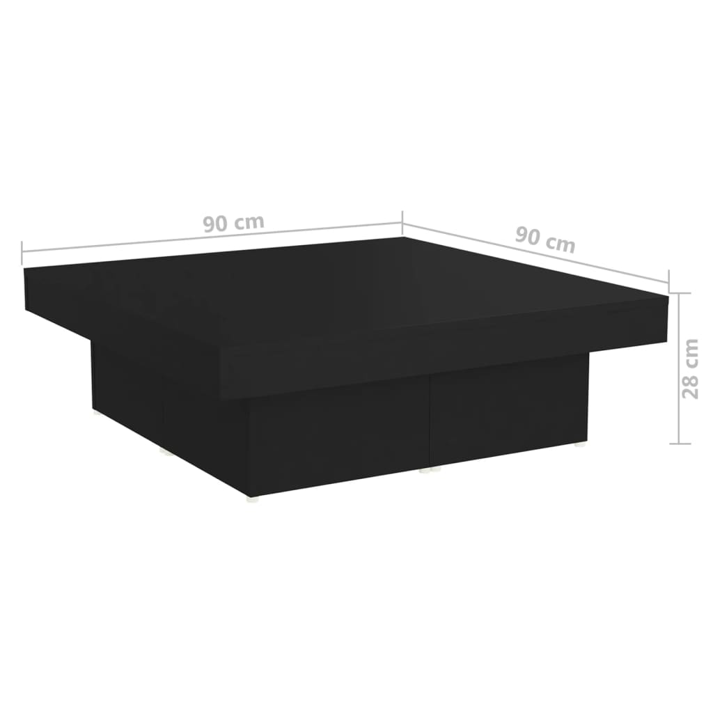 fekete szerelt fa dohányzóasztal 90 x 90 x 28 cm