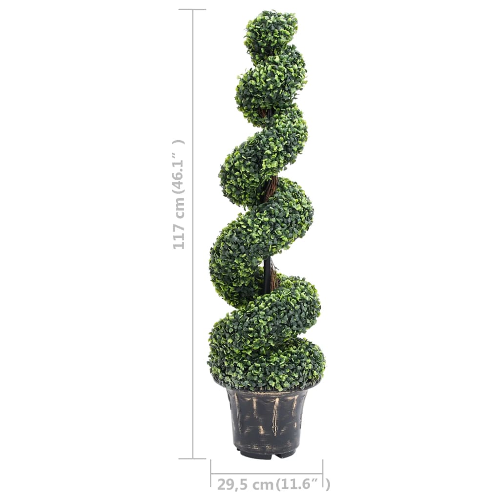 zöld spirálalakú cserepes műpuszpáng 117 cm