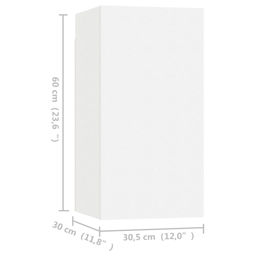 4 db fehér szerelt fa TV-szekrény 30,5 x 30 x 60 cm