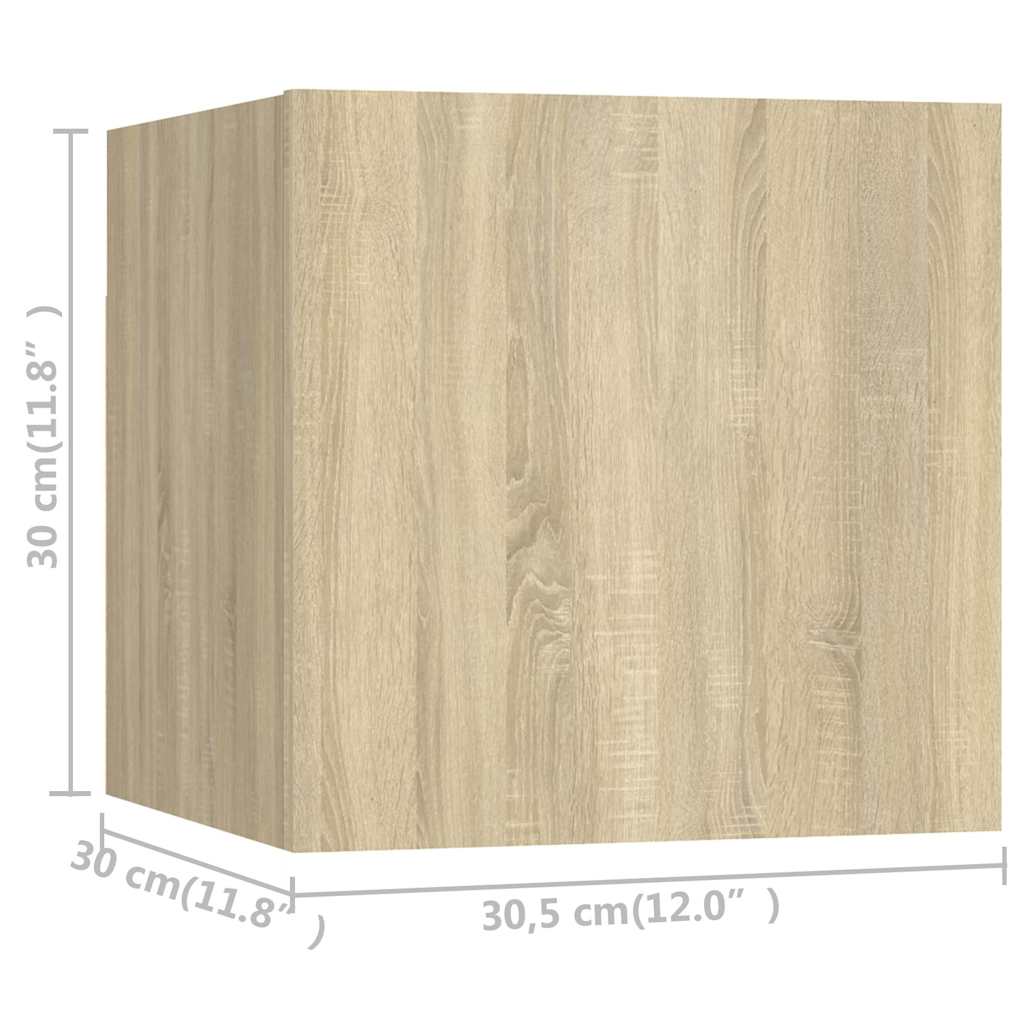 8 db sonoma tölgy falra szerelhető TV-szekrény 30,5x30x30 cm
