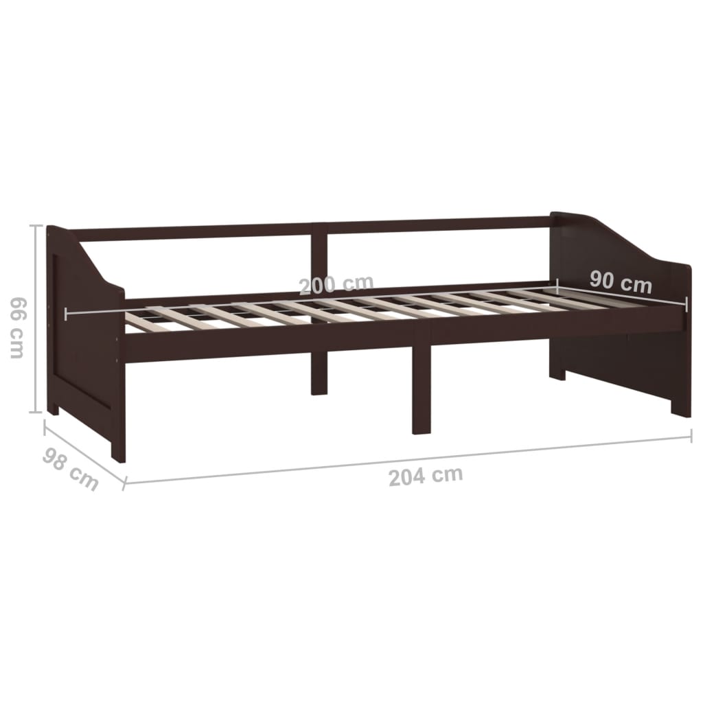 sötétbarna 3 személyes tömör fenyőfa kanapéágy 90 x 200 cm
