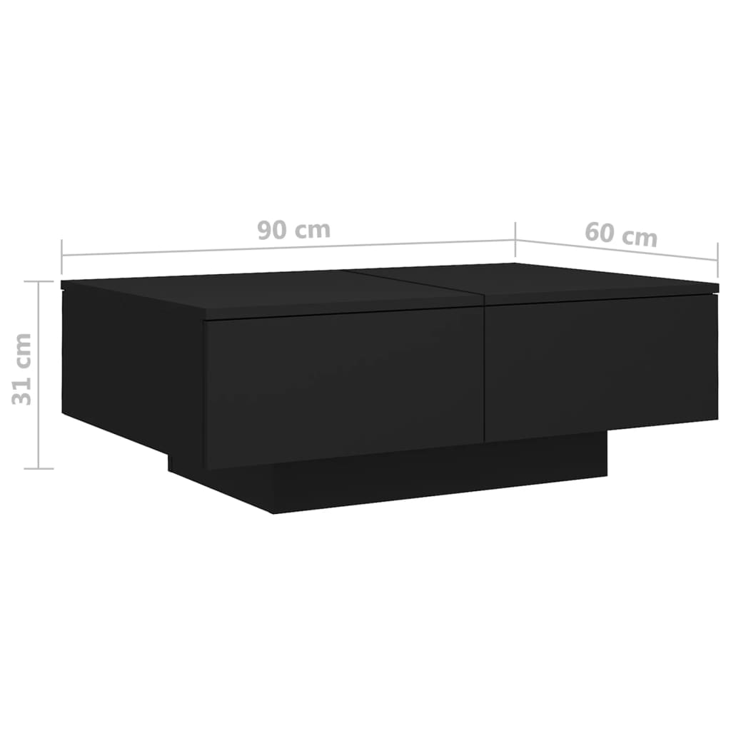 fekete szerelt fa dohányzóasztal 90 x 60 x 31 cm