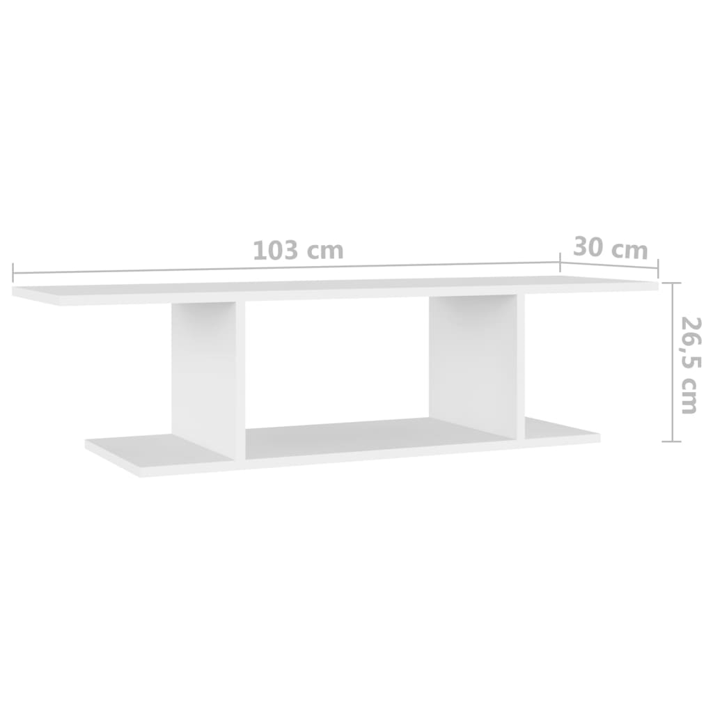 fehér falra szerelhető TV-szekrény 103 x 30 x 26,5 cm