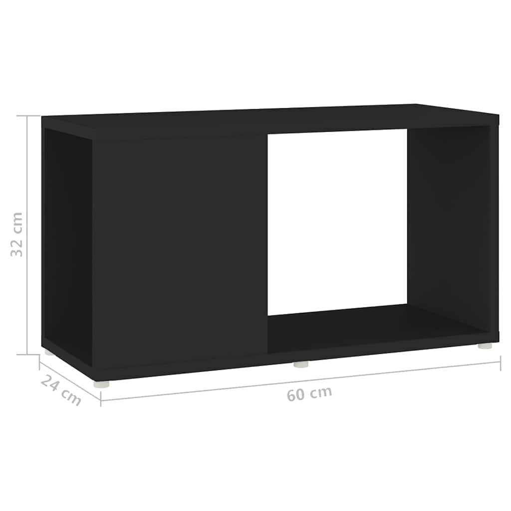 fekete szerelt fa TV-szekrény 60 x 24 x 32 cm