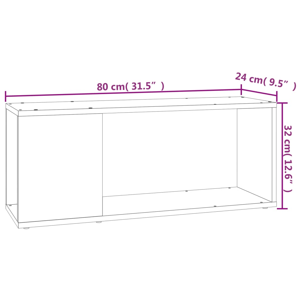 betonszürke szerelt fa TV-szekrény 80 x 24 x 32 cm