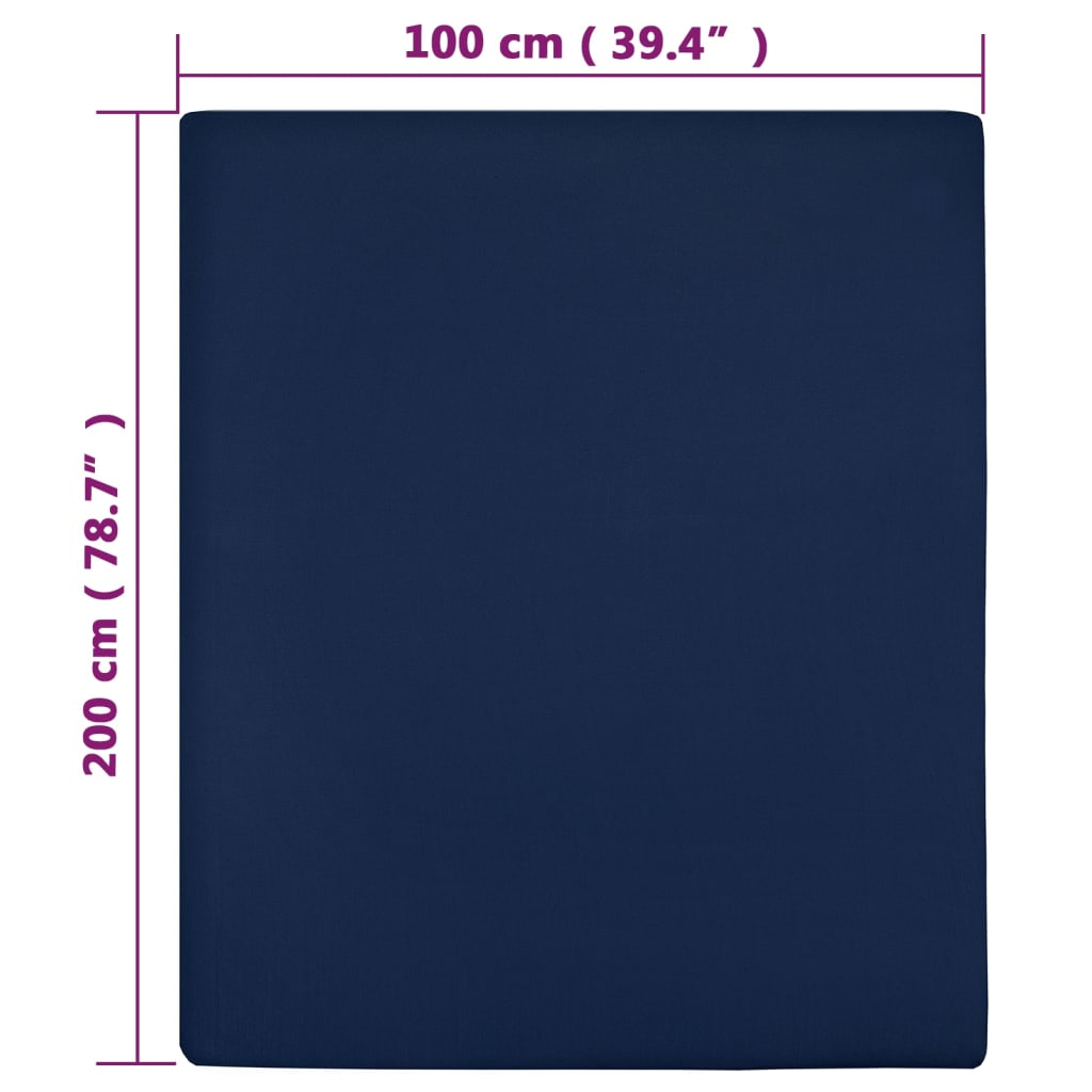 tengerészkék pamutdzsörzé gumis lepedő 100x200 cm