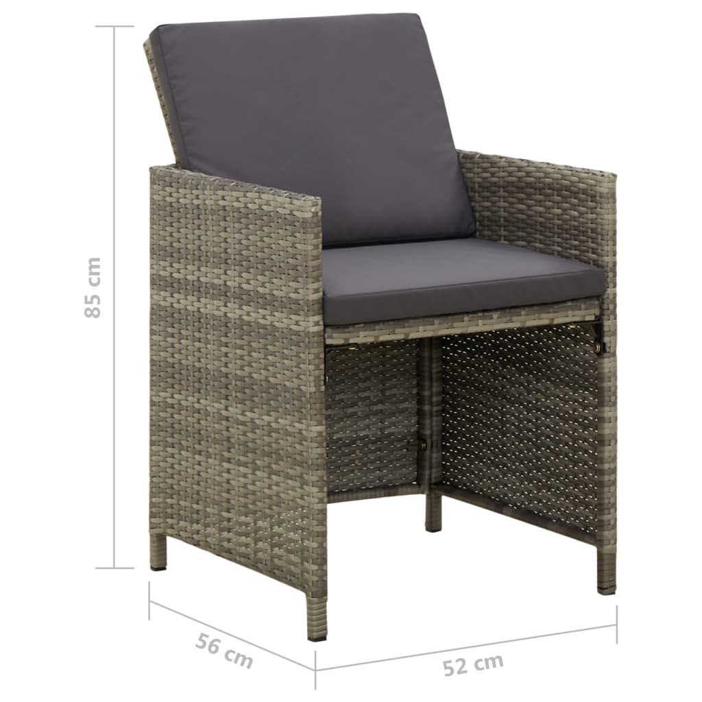 4 db szürke polyrattan kerti szék párnával