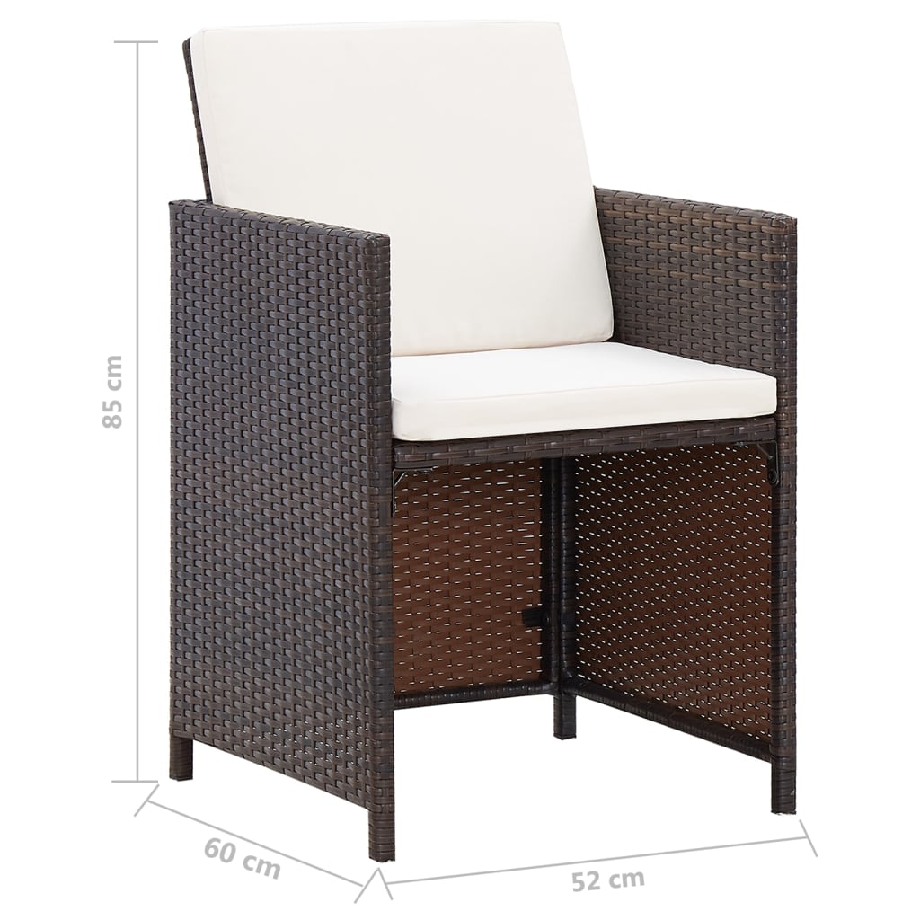 4 részes barna kerti polyrattan szék- és zsámolyszett