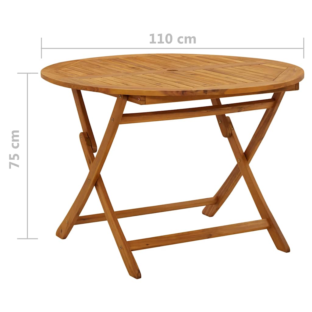 tömör akácfa összecsukható kerti asztal 110 cm