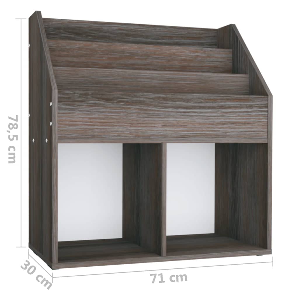 szürke-sonoma színű szerelt fa gyerek újságtartó 71x30x78,5 cm