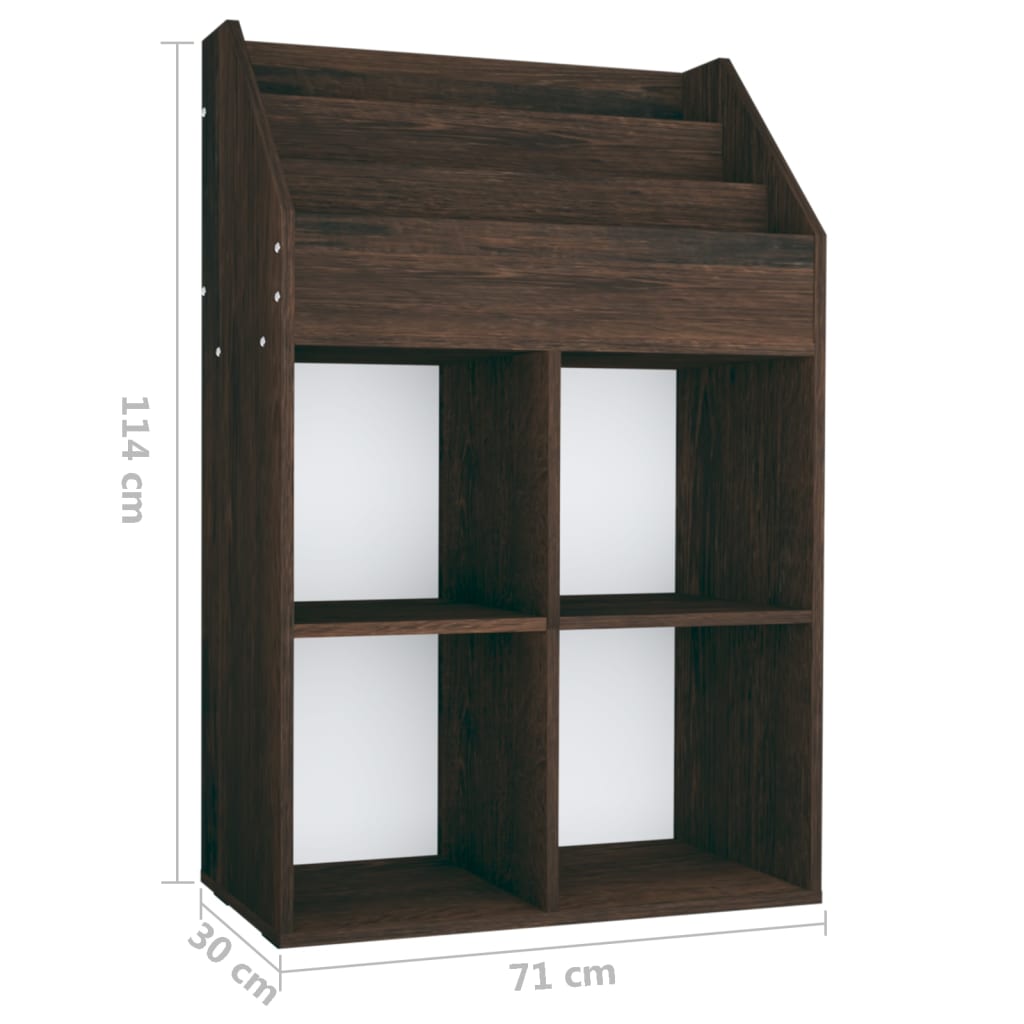 füstös tölgy színű szerelt fa gyerek újságtartó 71x30x114 cm