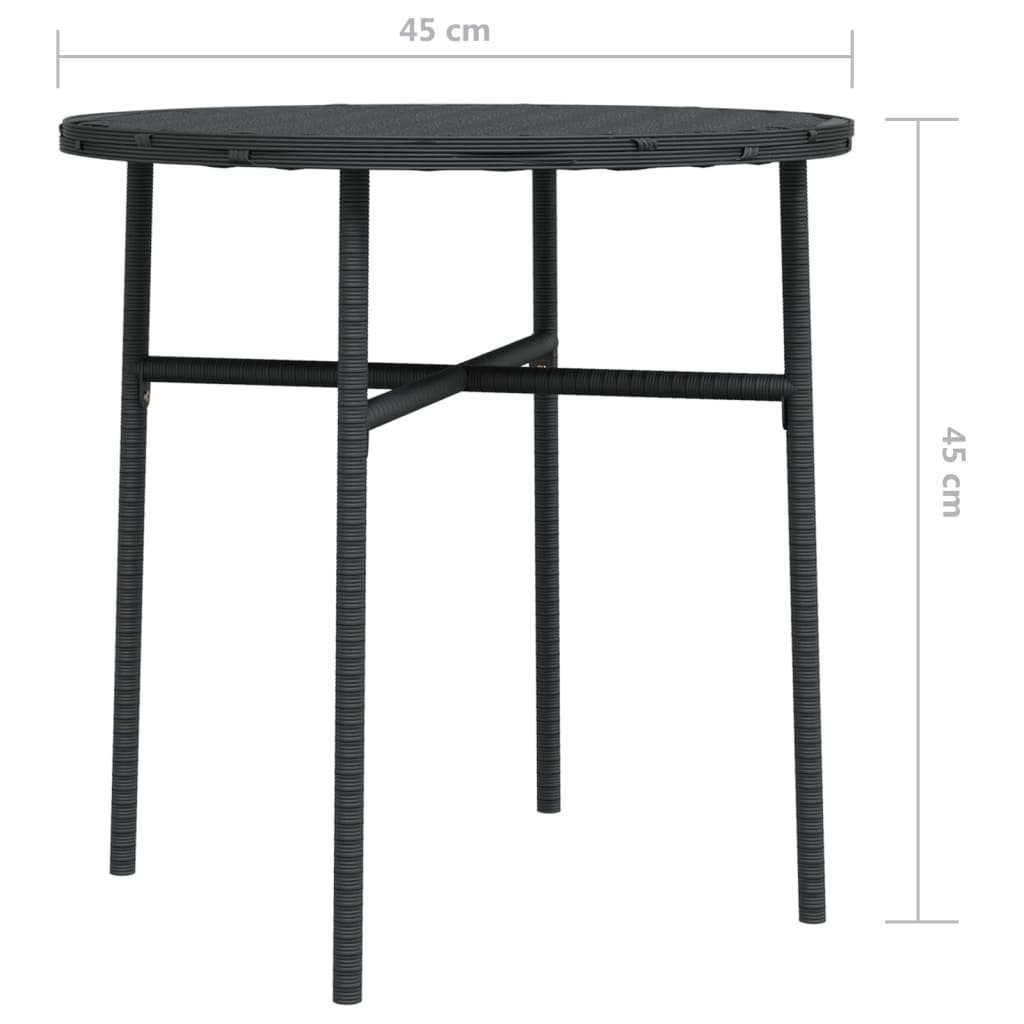 fekete polyrattan teázóasztal 45 cm