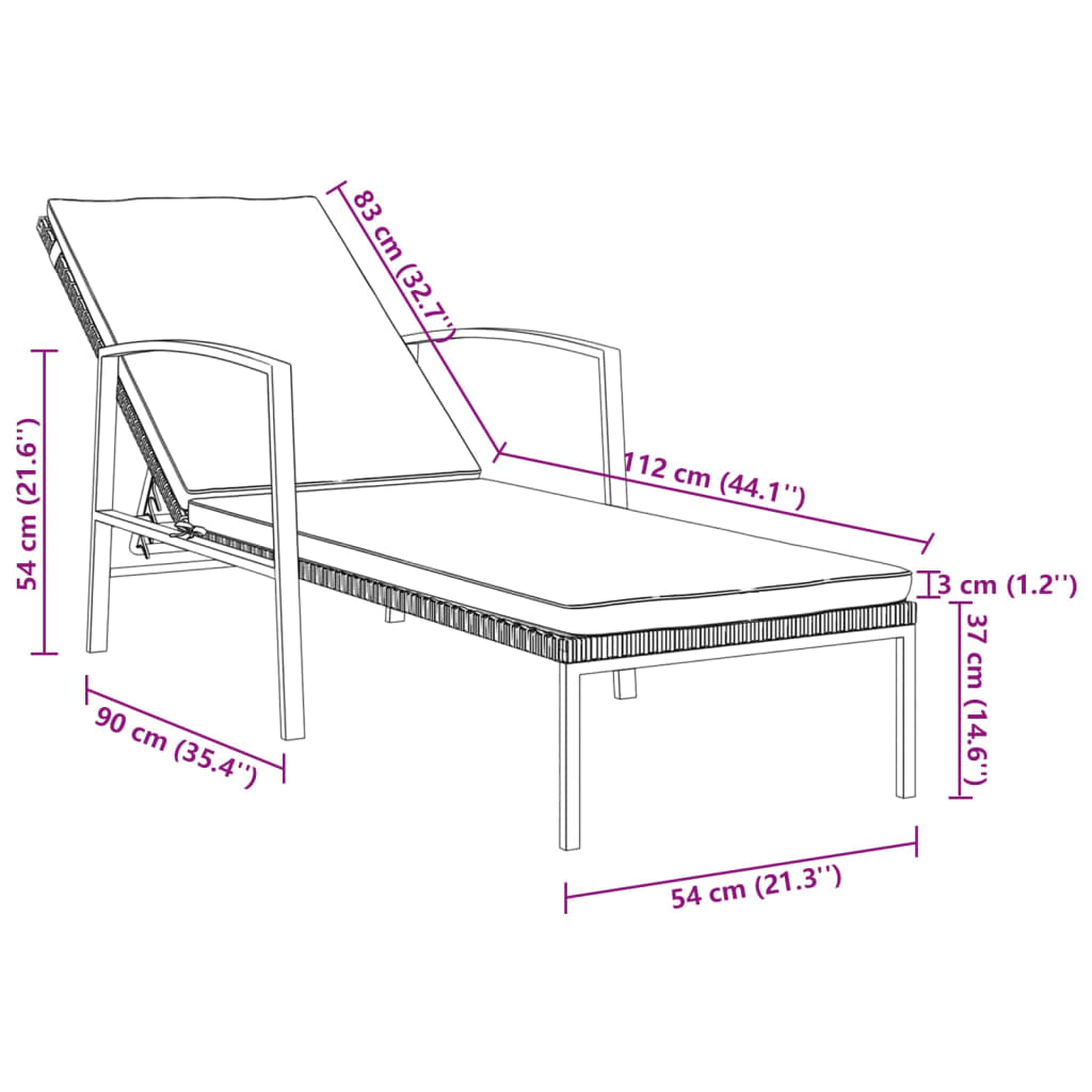 2 db szürke polyrattan napozóágy asztallal