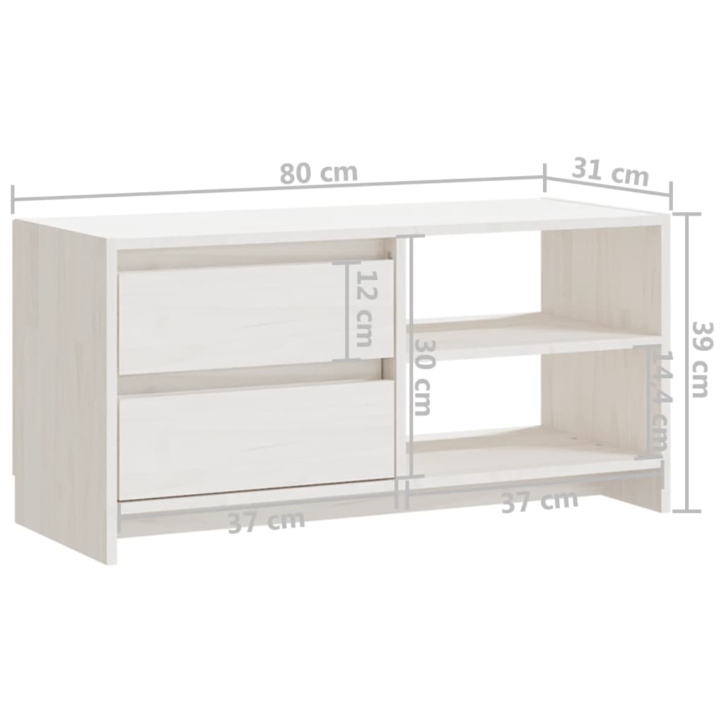 fehér tömör fenyőfa TV szekrény 80 x 31 x 39 cm