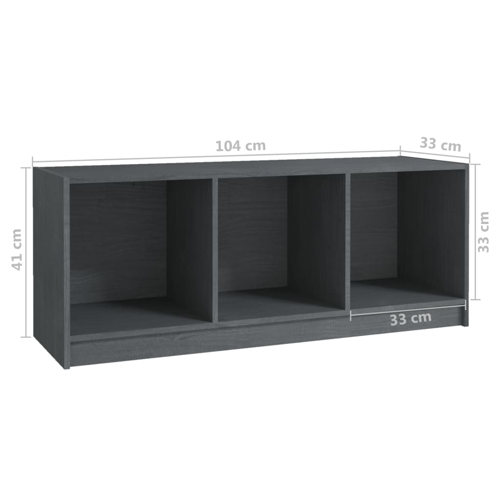 szürke tömör fenyőfa TV-szekrény 104 x 33 x 41 cm