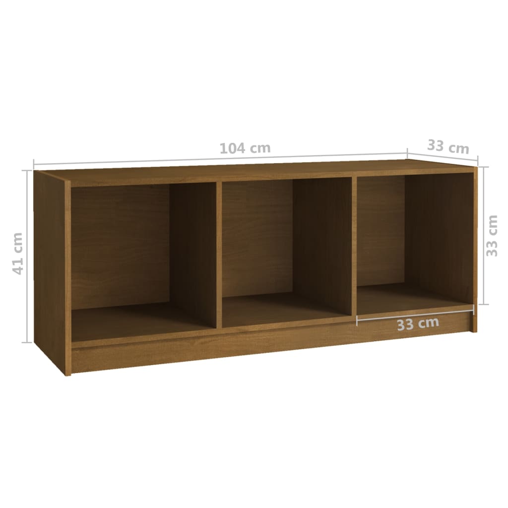 mézbarna tömör fenyőfa TV-szekrény 104 x 33 x 41 cm