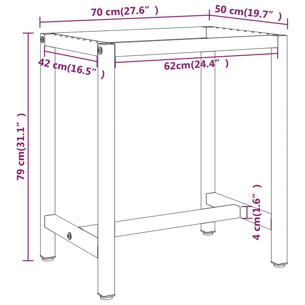 matt fekete-vörös fém munkapadváz 70 x 50 x 79 cm