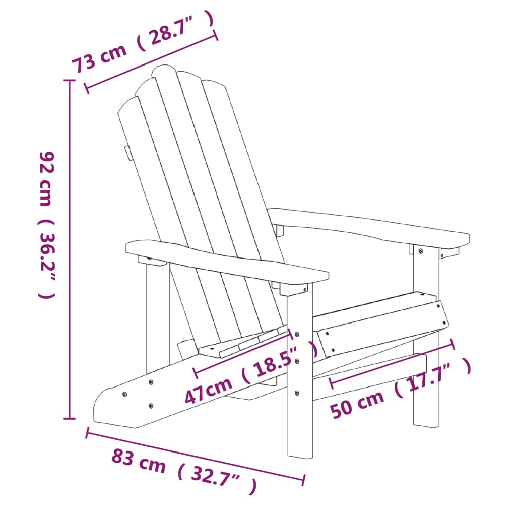 vízkék HDPE kerti adirondack szék