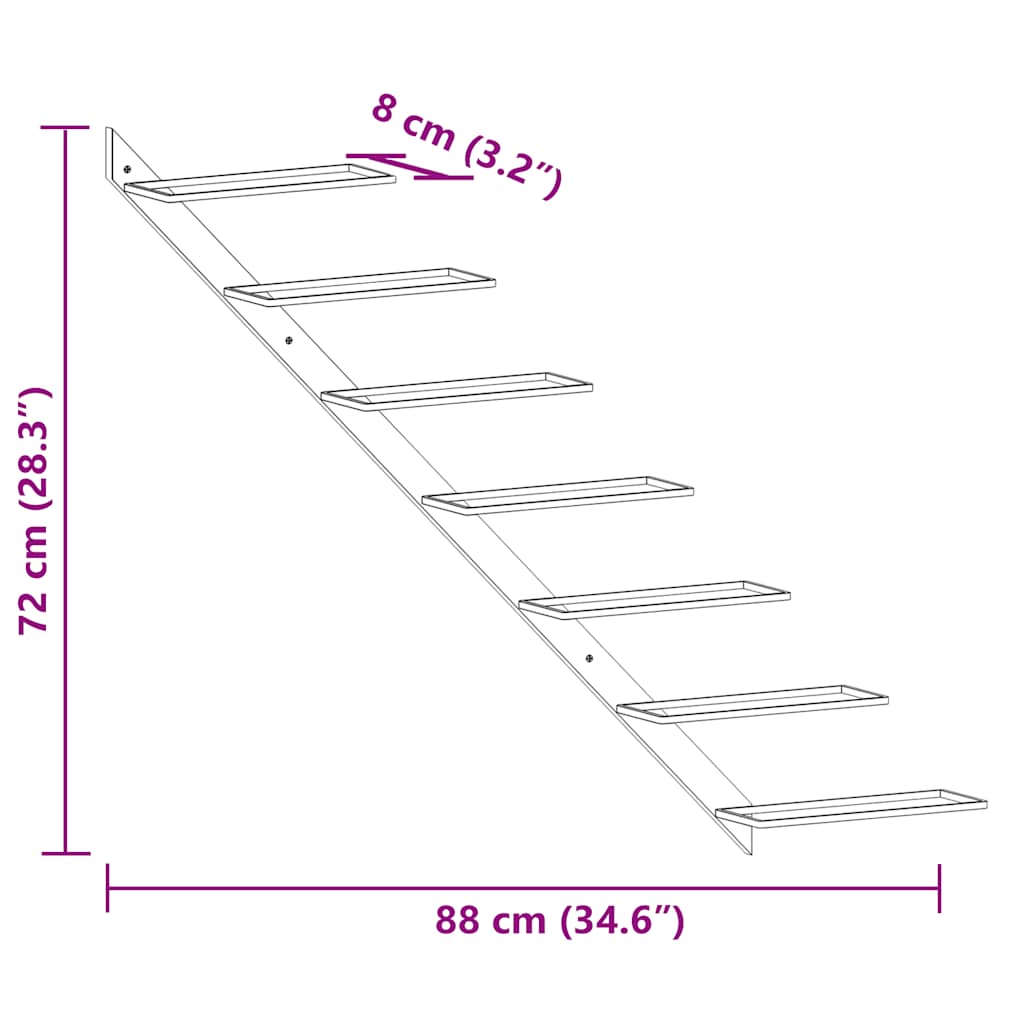 fehér fém falra szerelhető bortartó állvány 7 palacknak