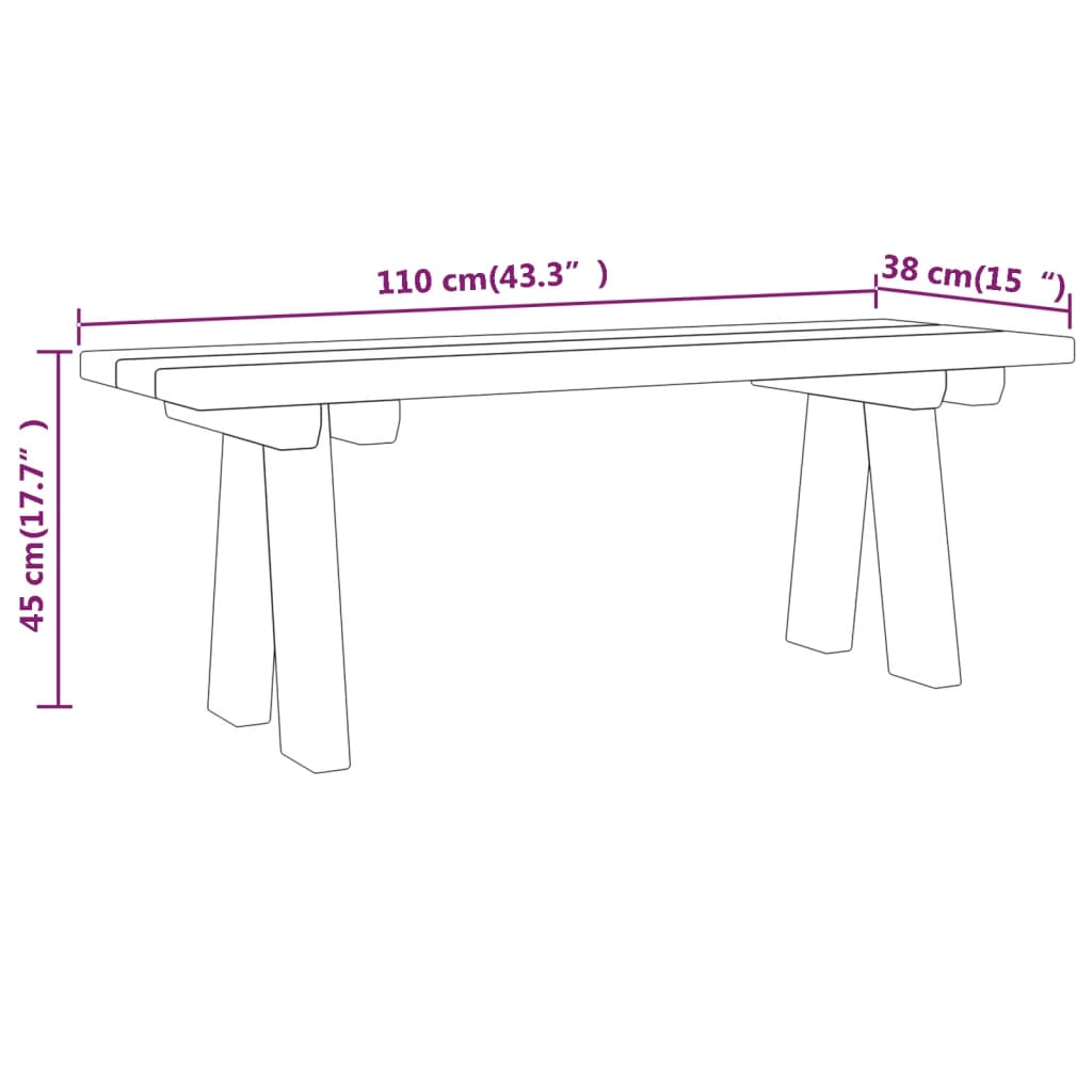 impregnált tömör fenyőfa kerti pad 110 cm