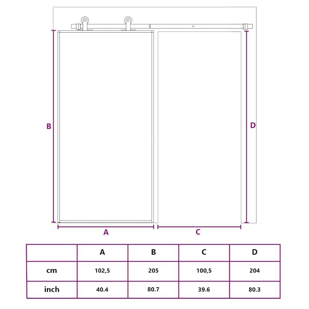 fehér ESG üveg és alumínium tolóajtó 102,5x205 cm