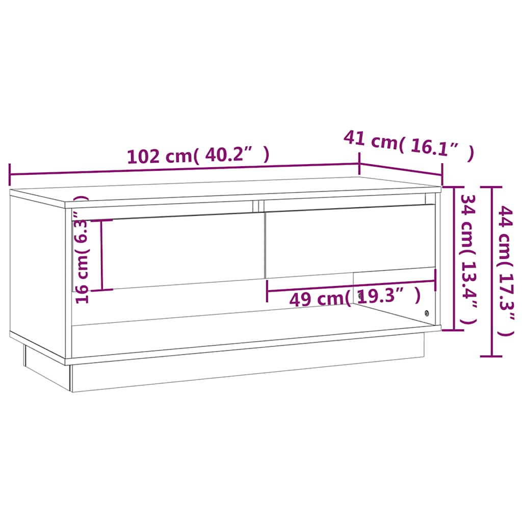 betonszürke szerelt fa TV-szekrény 102x41x44 cm