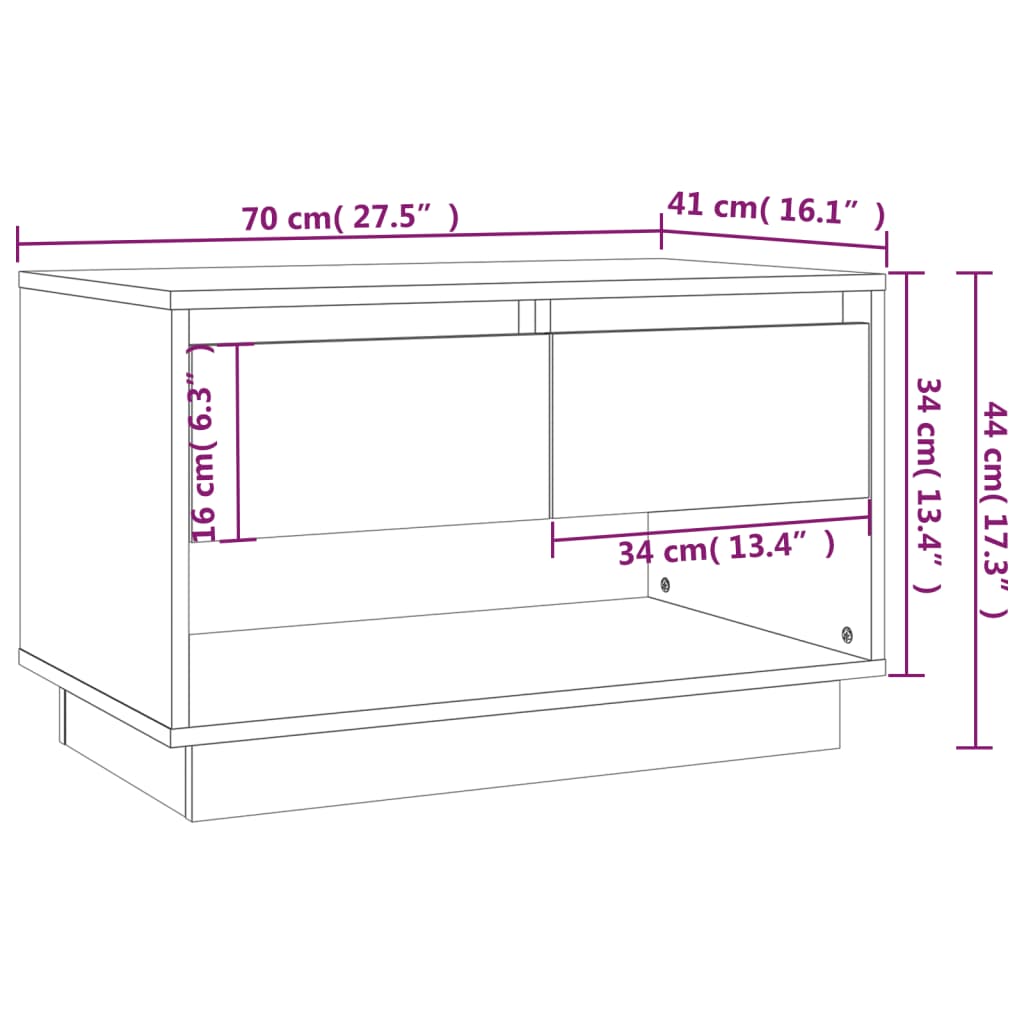 betonszürke szerelt fa TV-szekrény 70x41x44 cm