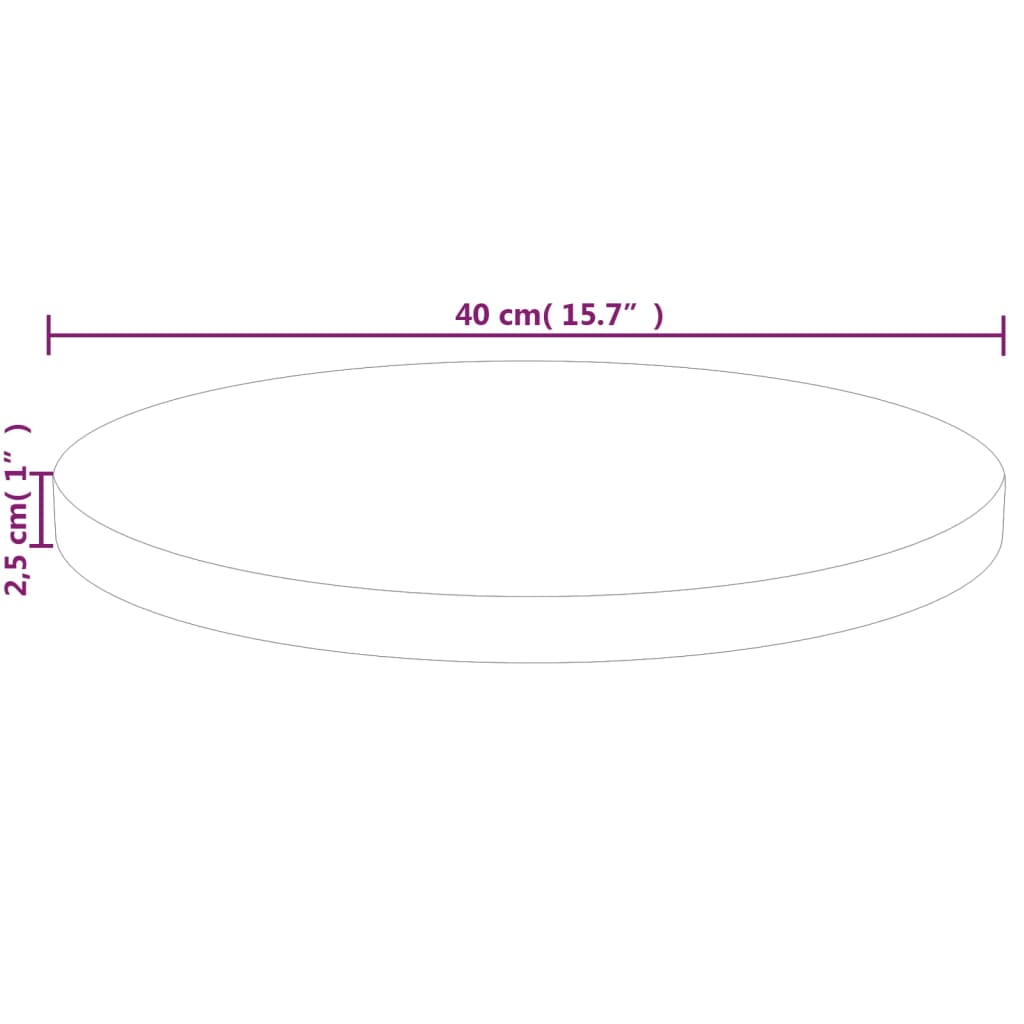 kerek kezeletlen tömör tölgyfa asztallap Ø40 x 2,5 cm