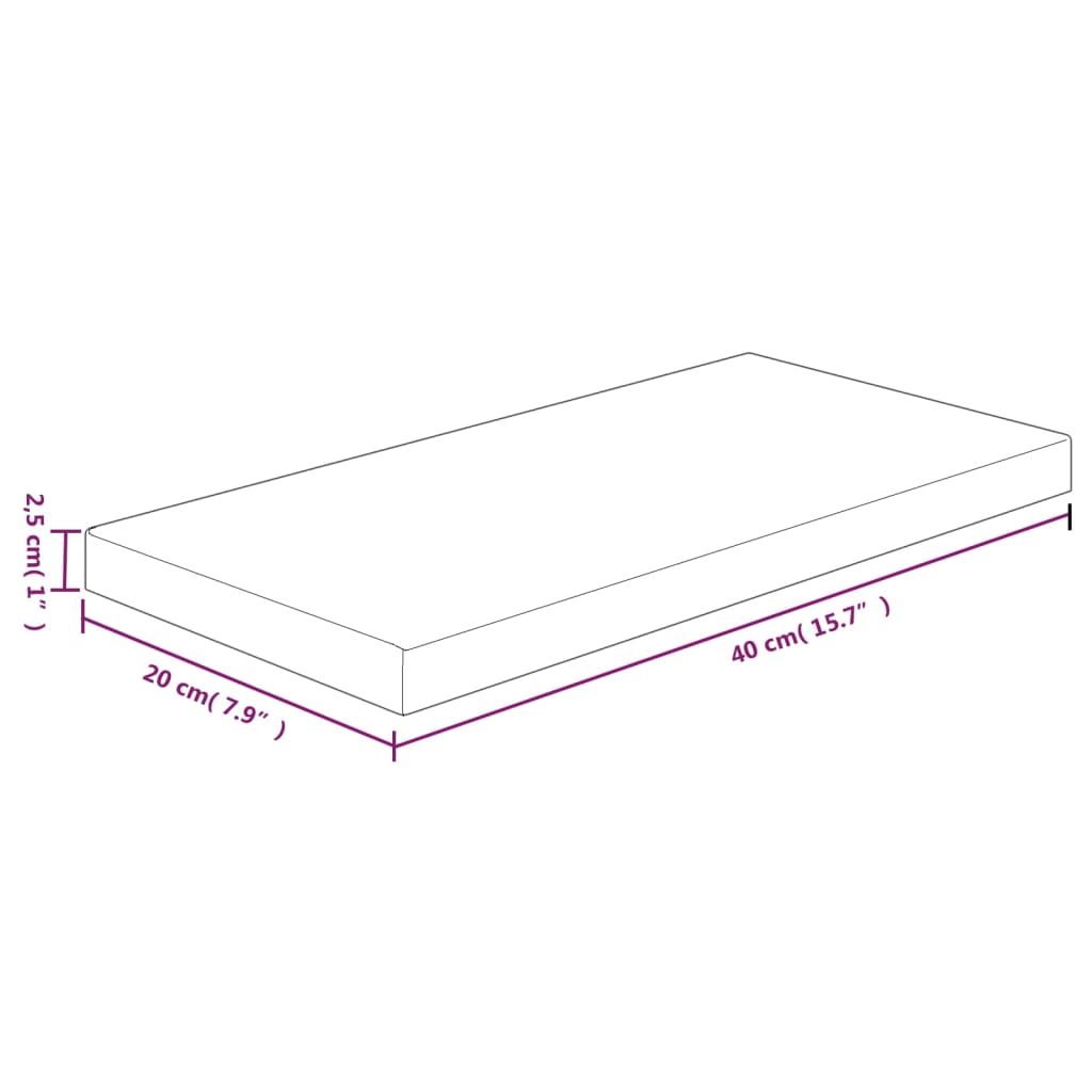 kezeletlen tömör tölgyfa polclap 40 x 20 x 2,5 cm