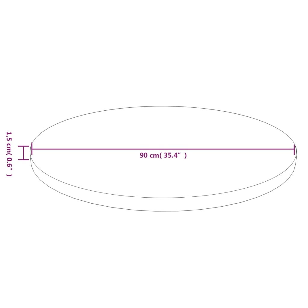 sötétbarna kezelt tömör tölgyfa kerek asztallap Ø90x1,5 cm