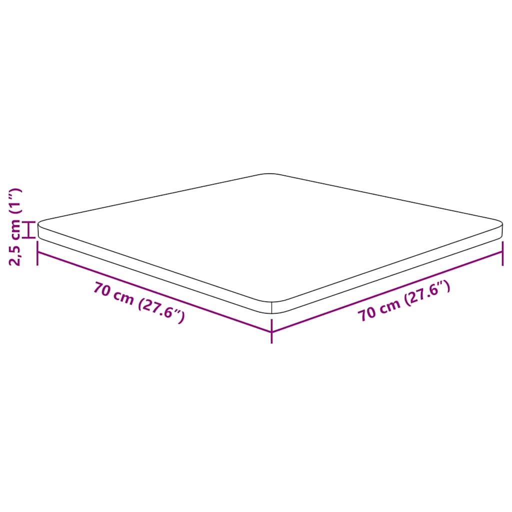 sötétbarna kezelt tömör tölgyfa négyzet asztallap 70x70x2,5cm