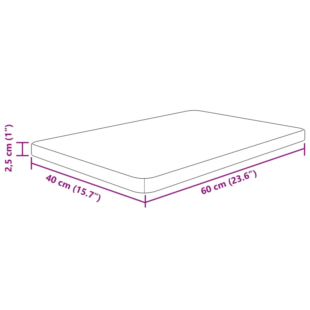 sötétbarna kezelt tömör fa fürdőszobai pult 60 x 40 x 2,5 cm