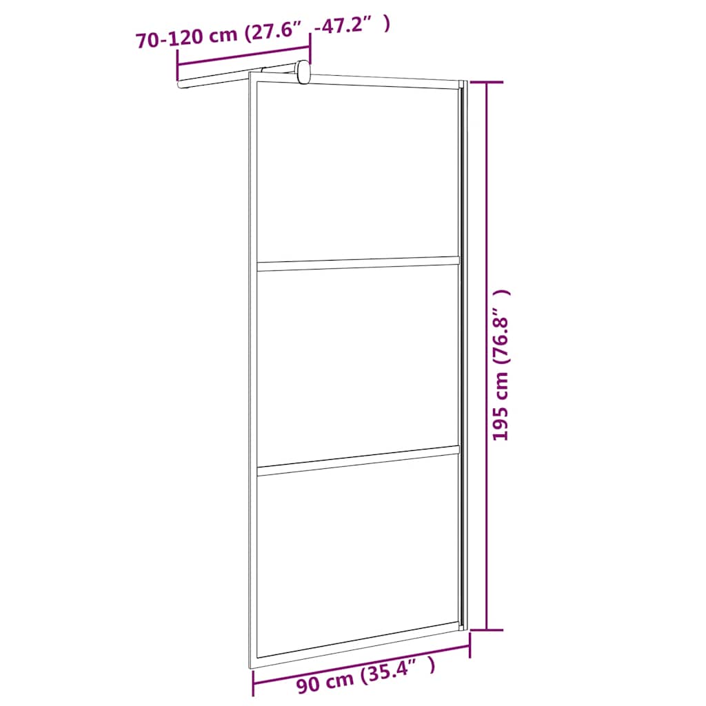 fekete ESG üveg zuhanyfal kőmintával 90x195cm