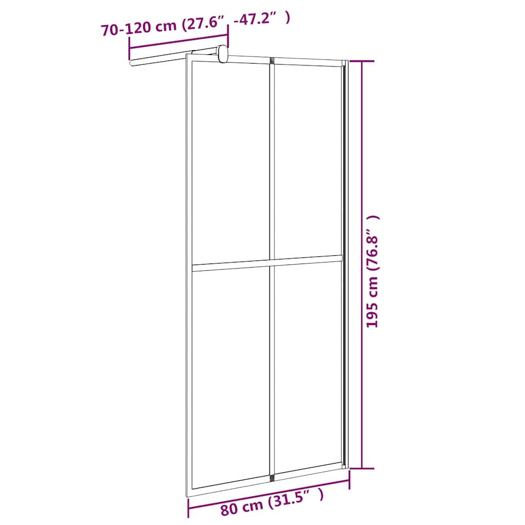 sötét edzett üveg zuhanyfal küszöb nélküli zuhanyhoz 80x195 cm