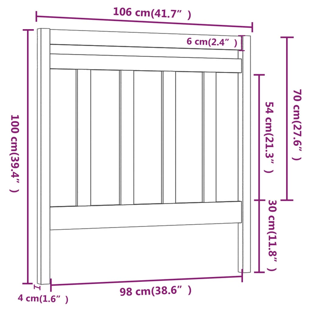 mézbarna tömör fenyőfa ágyfejtámla 106 x 4 x 100 cm