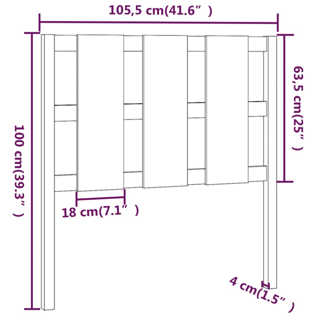 mézbarna tömör fenyőfa ágyfejtámla 105,5x4x100 cm