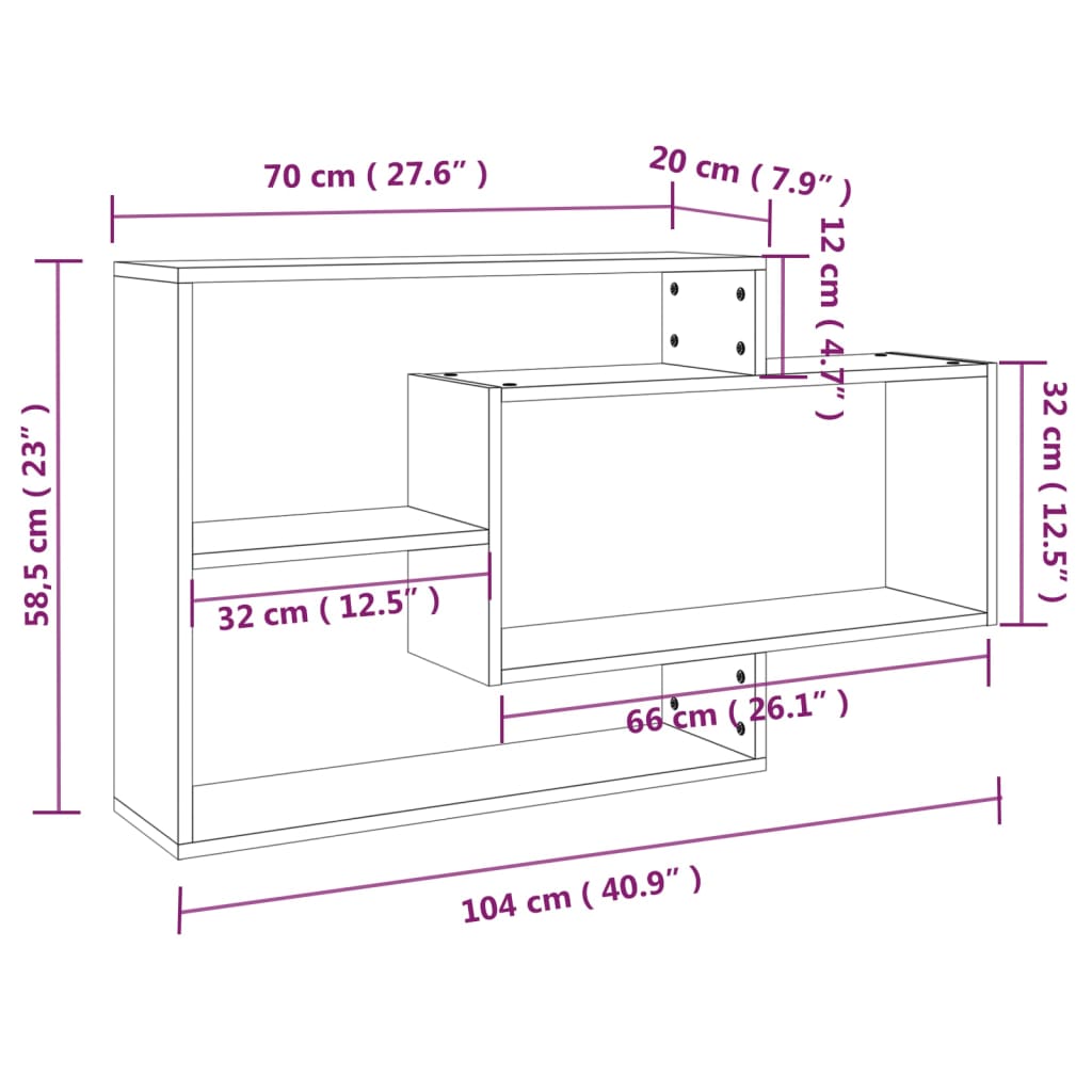 barna tölgyszínű szerelt fa fali polc 104 x 20 x 58,5 cm