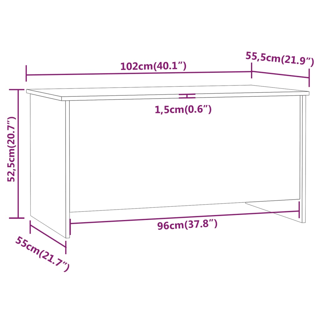szürke sonoma színű szerelt fa dohányzóasztal 102x55,5x52,5 cm