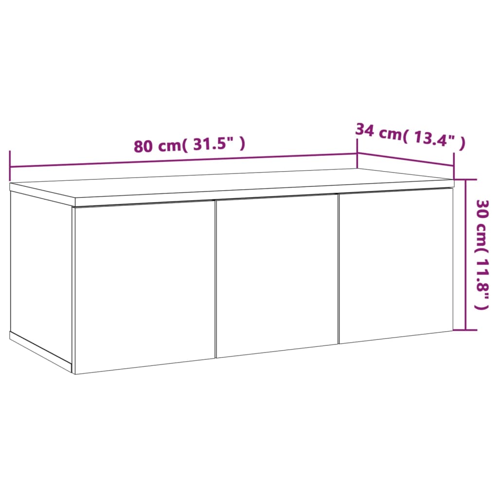 szürke sonoma színű szerelt fa TV-szekrény 80x34x30 cm