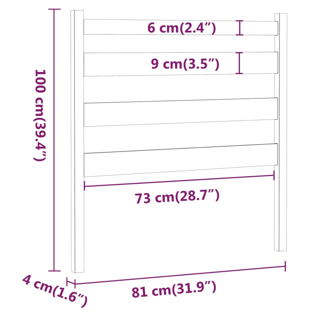 mézbarna tömör fenyőfa ágyfejtámla 81 x 4 x 100 cm