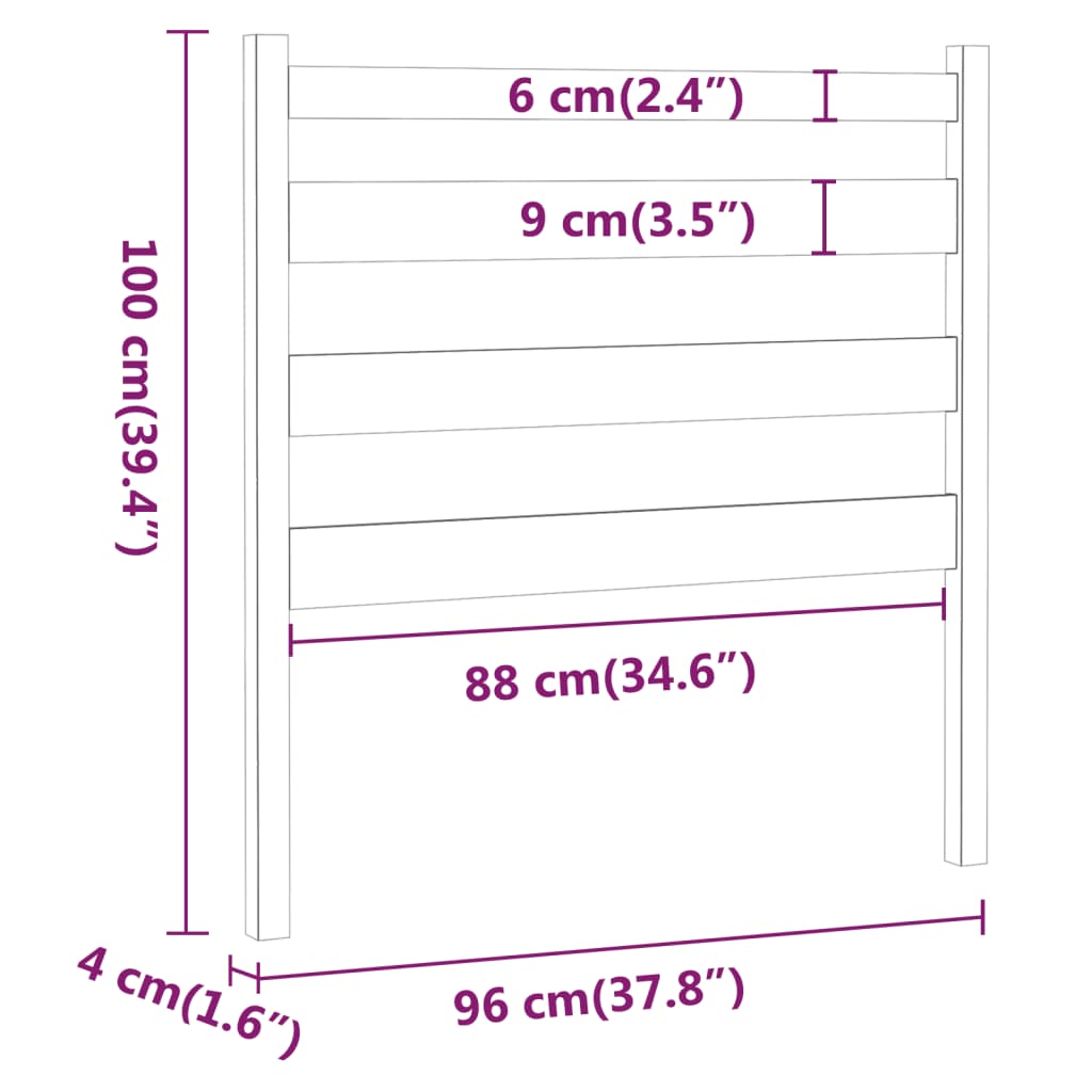 mézbarna tömör fenyőfa ágyfejtámla 96 x 4 x 100 cm