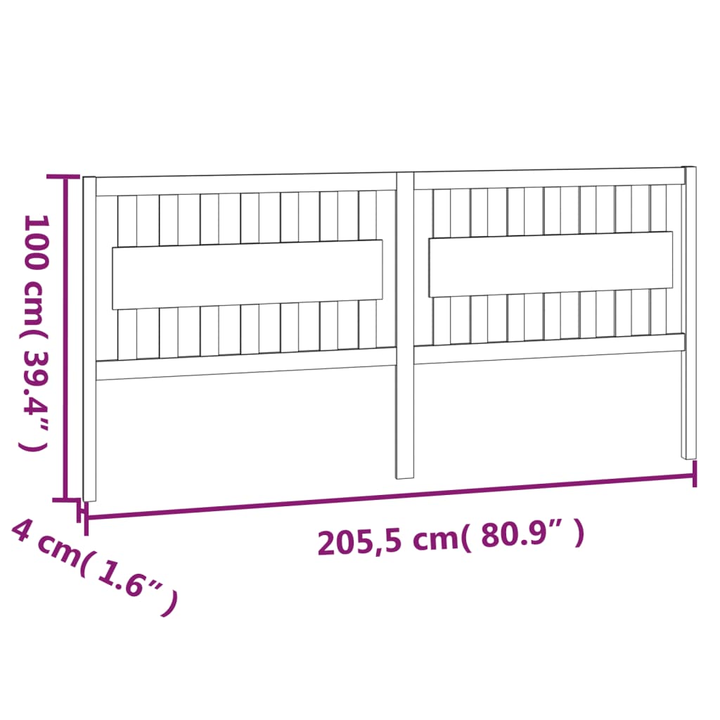 fehér tömör fenyőfa ágyfejtámla 205,5 x 4 x 100 cm