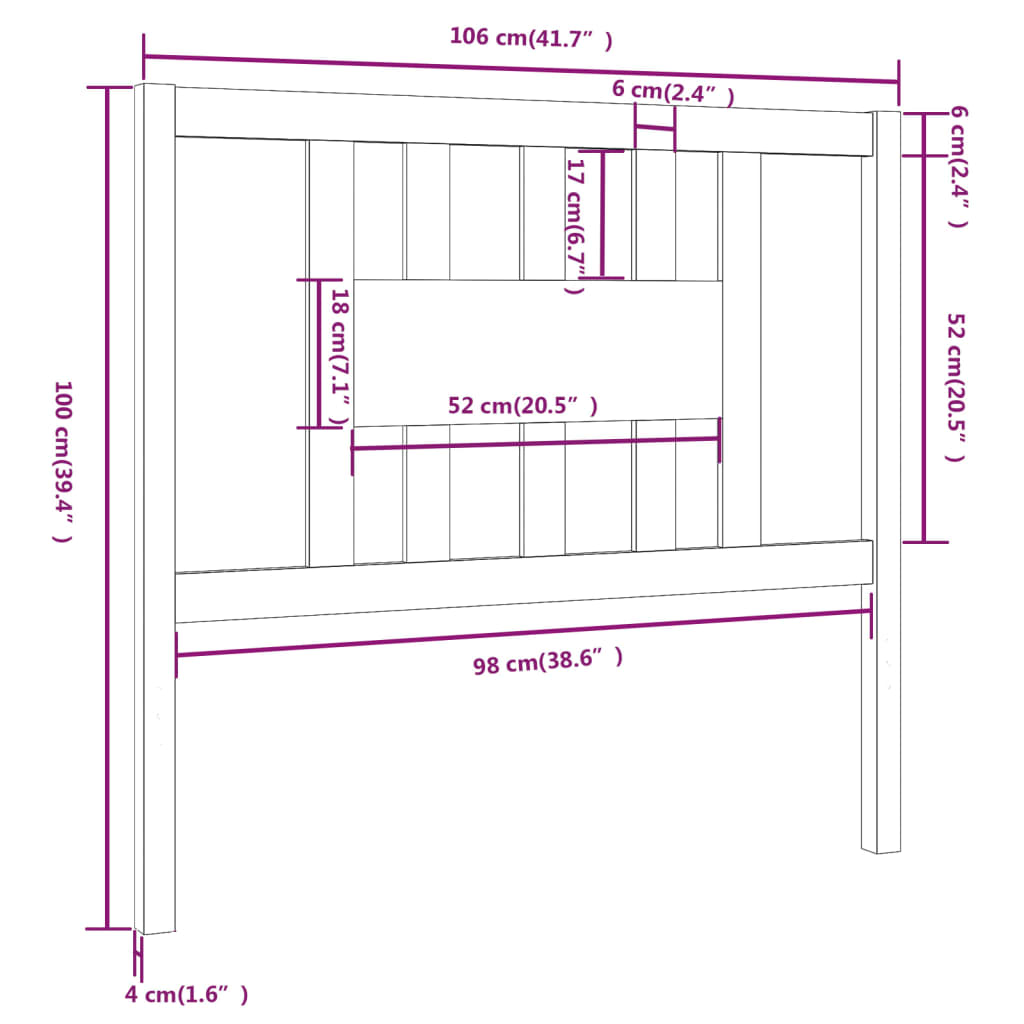 mézbarna tömör fenyőfa fejtámla 106 x 4 x 100 cm