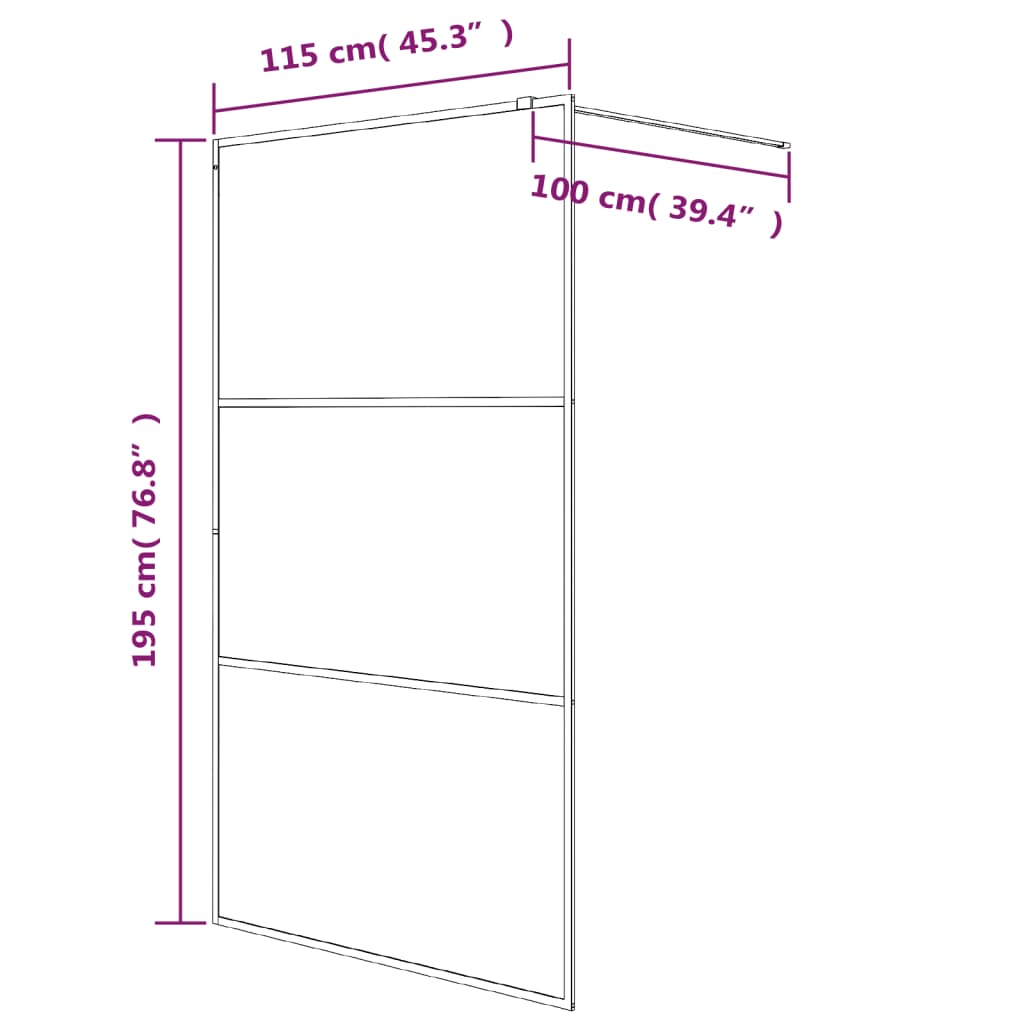 fekete selyemmatt ESG üveg zuhanyfal 115x195 cm