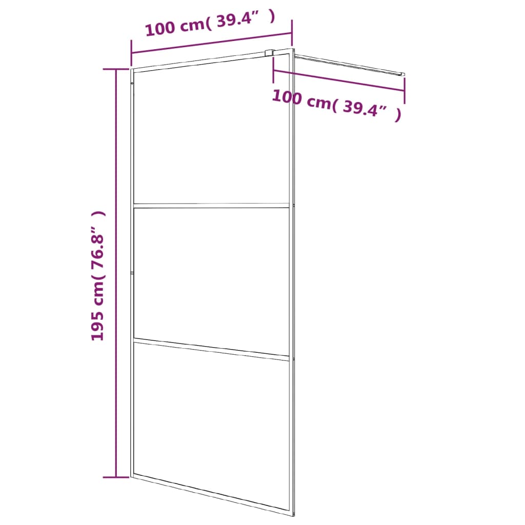 ezüstszínű átlátszó ESG üveg zuhanyfal 100 x 195 cm